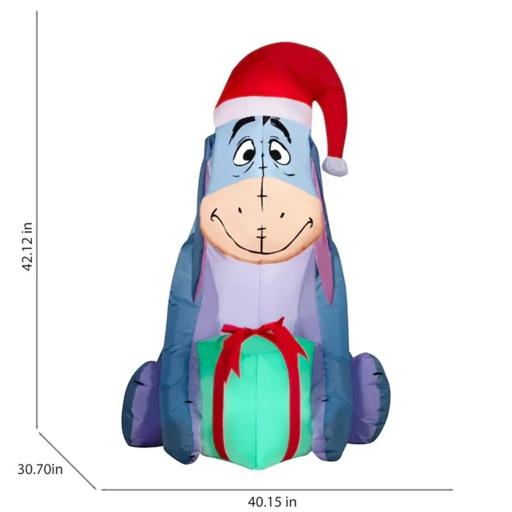 Disney 3.5-ft Lighted Winnie-the-Pooh Eeyore Santa Hat Christmas Inflatable‎ NEW
